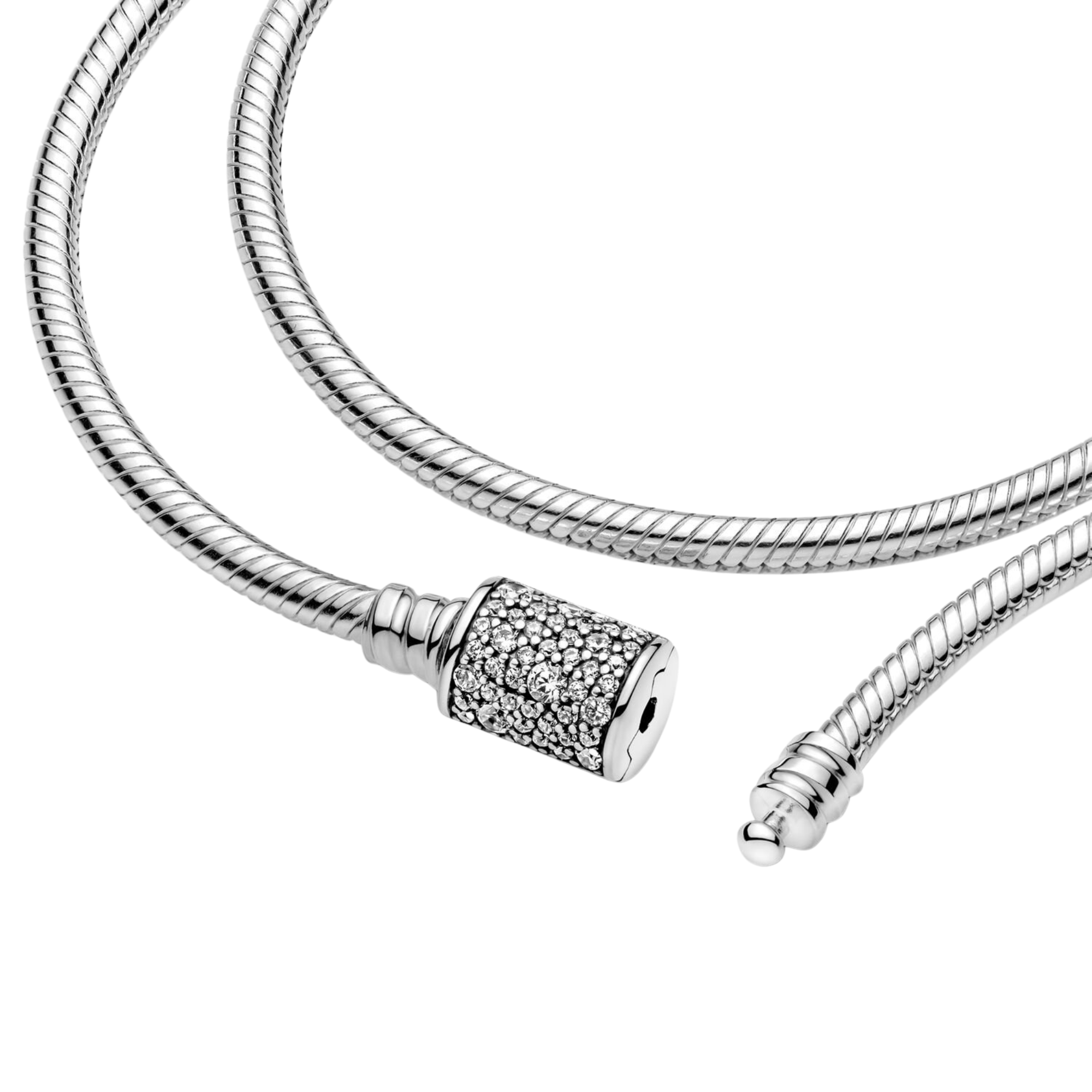 Pulsera Pandora Moments en plata de ley Cadena de Serpiente con Cierre Doble Envoltura  - Bijuvera