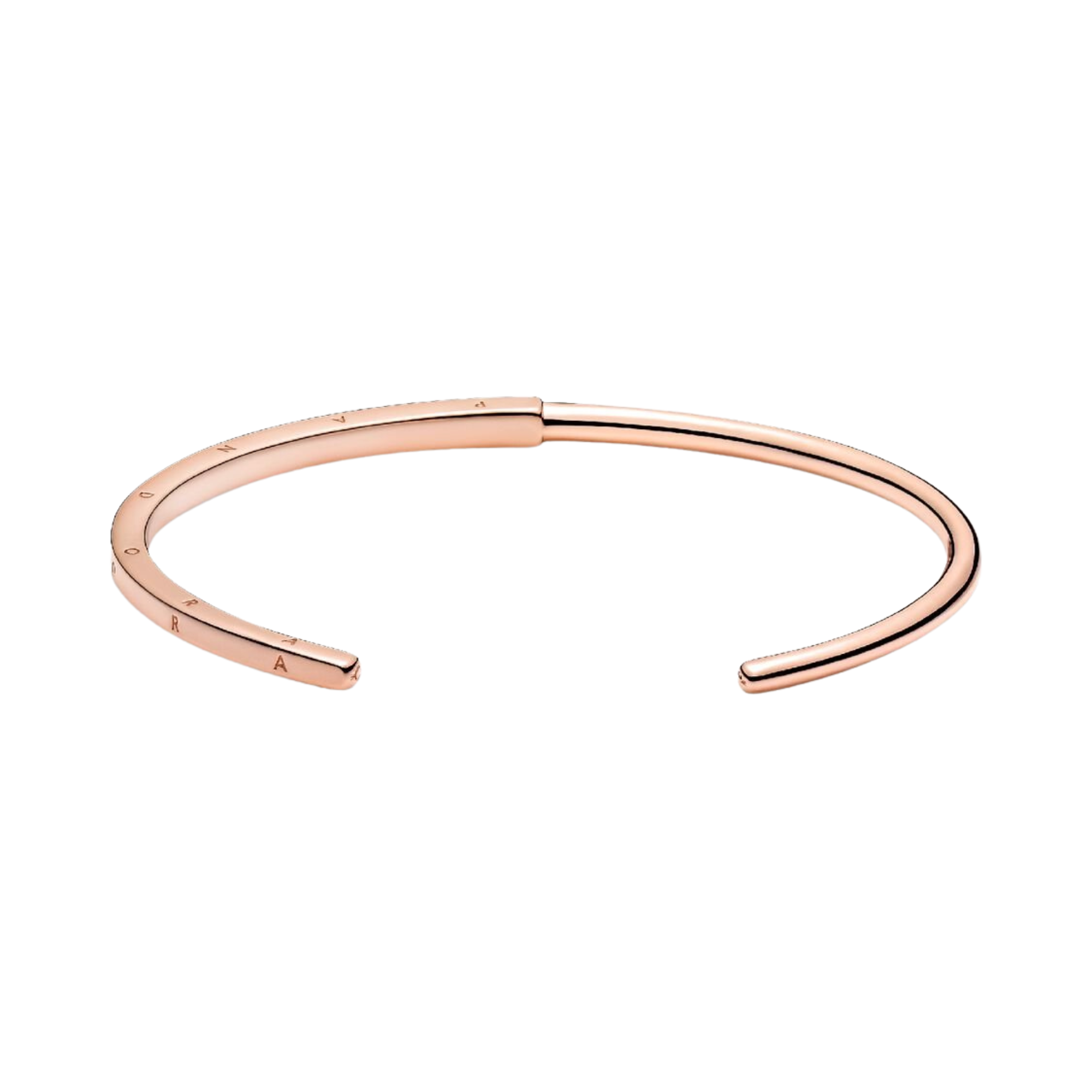 Pulsera Pandora Rígida Pandora Signature I-D Abierta Color Oro Rosa - Bijuvera
