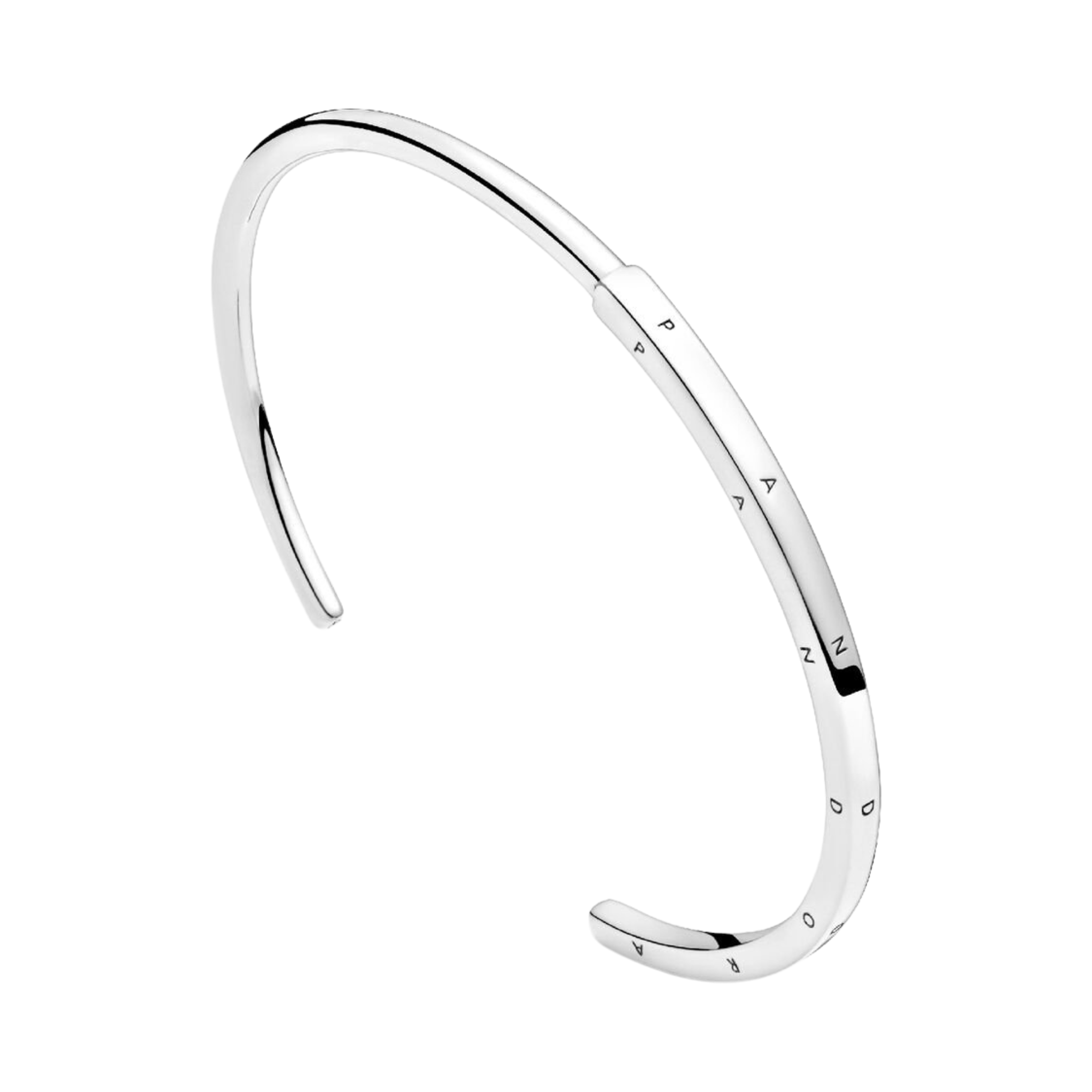 Pulsera Pandora Rígida Pandora Signature I-D Abierta Color Plata - Bijuvera