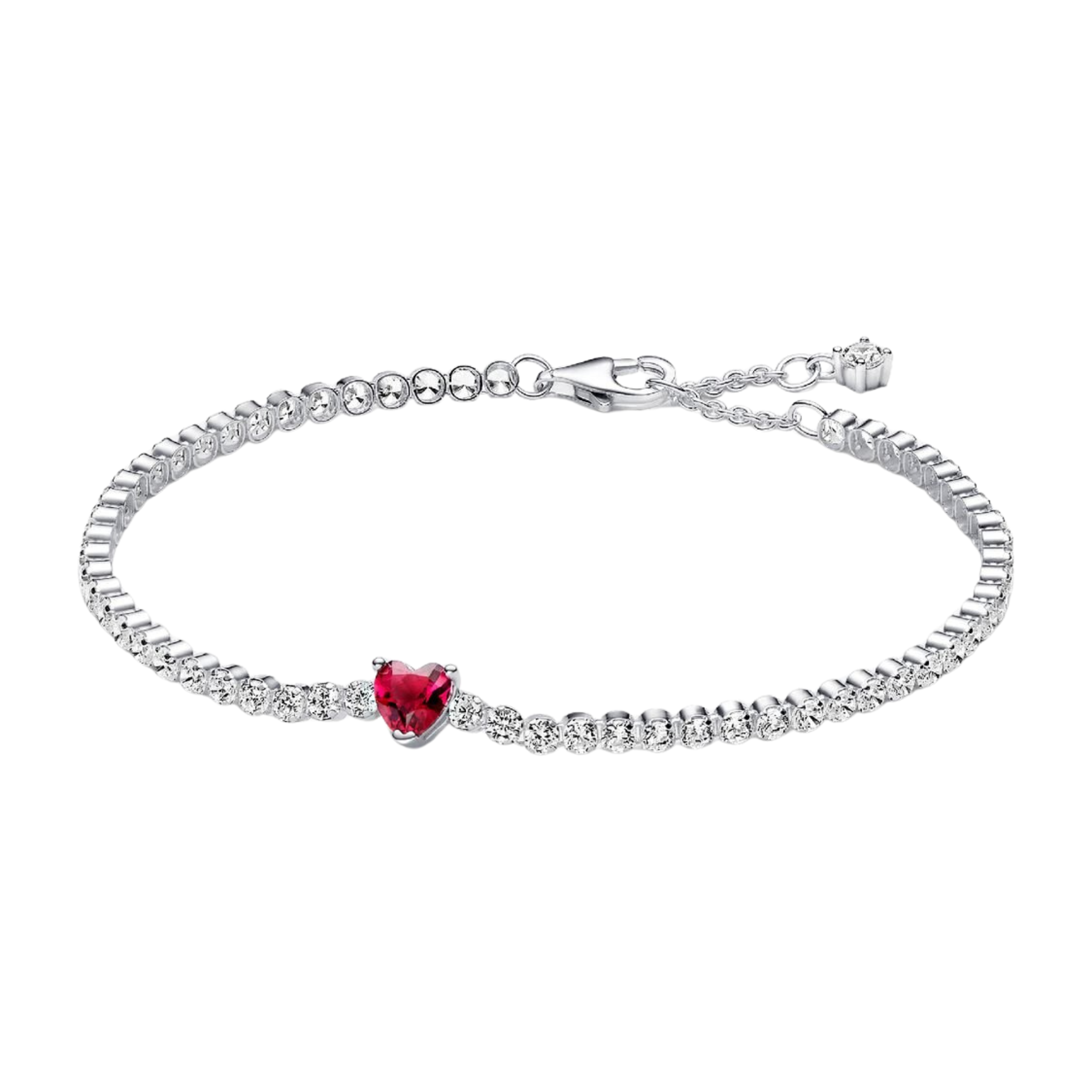 Pandora Red Sparkling Heart Tennis Bracelet - Bijuvera