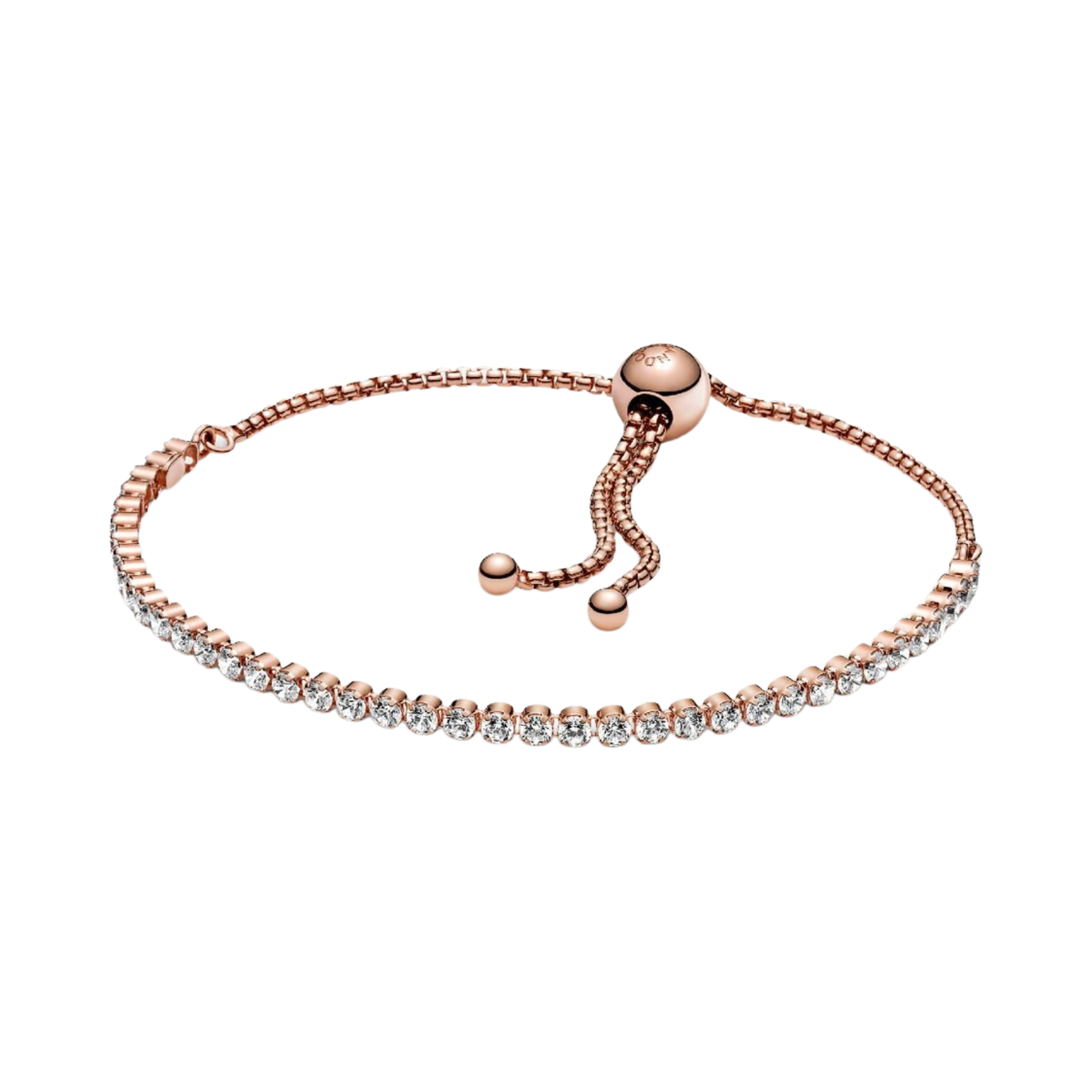 Pandora Tennis Armband Glanzend Verstelbaar in Roze Goud - Bijuvera