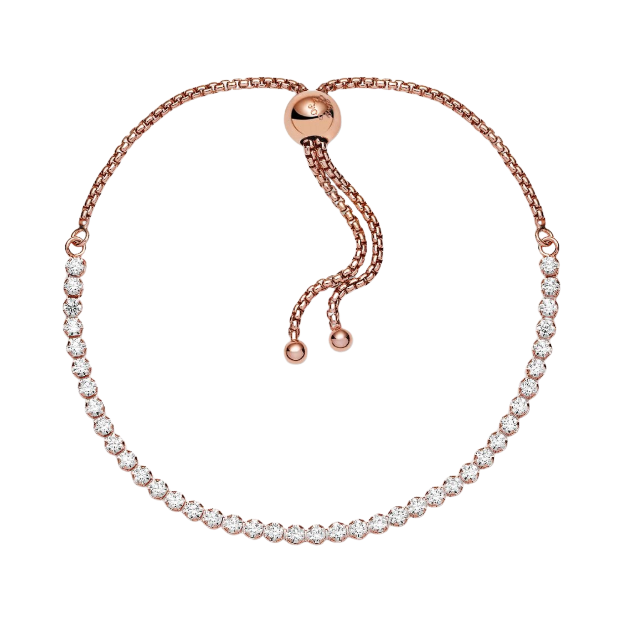 Pandora Tennis Armband Glanzend Verstelbaar in Roze Goud - Bijuvera