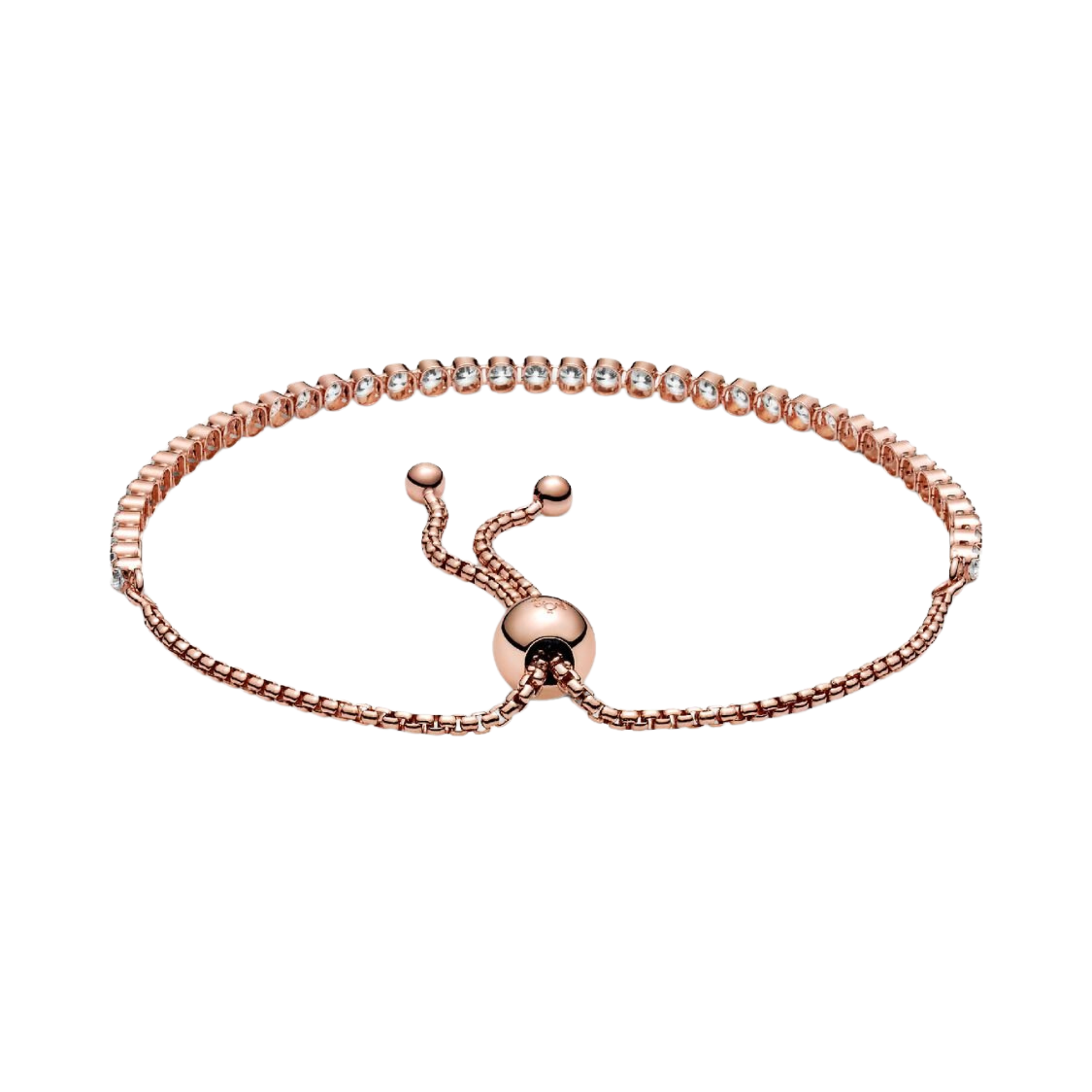 Pandora Tennis Armband Glanzend Verstelbaar in Roze Goud - Bijuvera