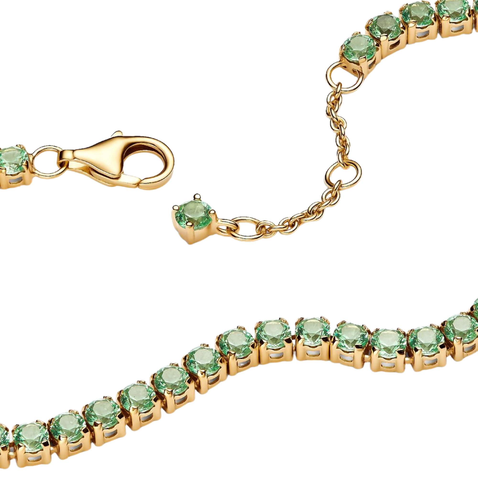 Pulsera Pandora Tenis Verde Brillante con recubrimiento en Color Oro - Bijuvera