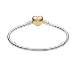 Pandora Slangenketting Armband met Hartsluiting in Goudkleur - Bijuvera