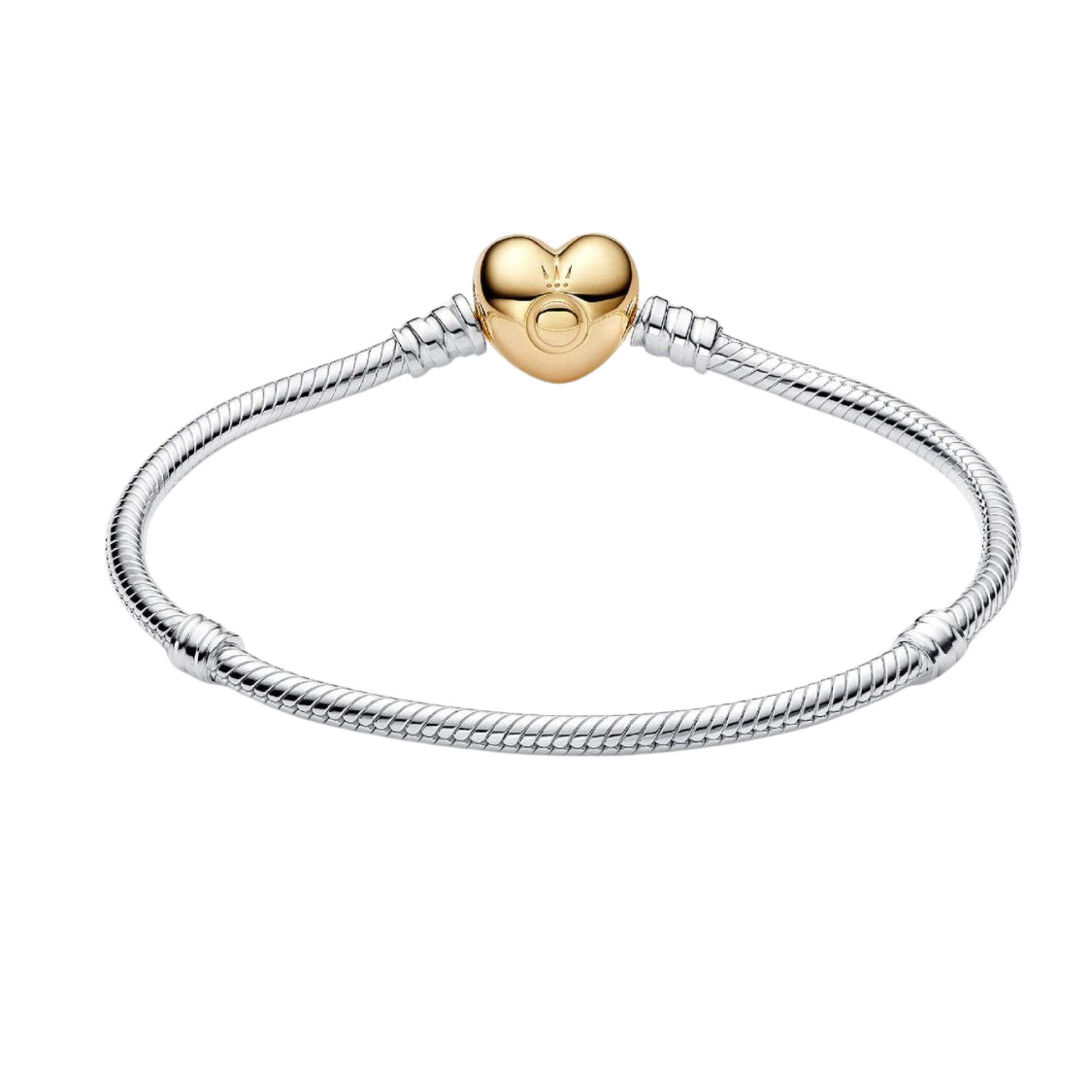 Pulsera Pandora de Cadena de Serpiente con Cierre de Corazón en Color Oro - Bijuvera