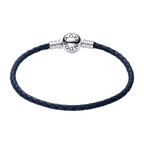 Pulsera Pandora de Cuero Trenzado Azul con Cierre Redondo de Pandora Moments - Bijuvera