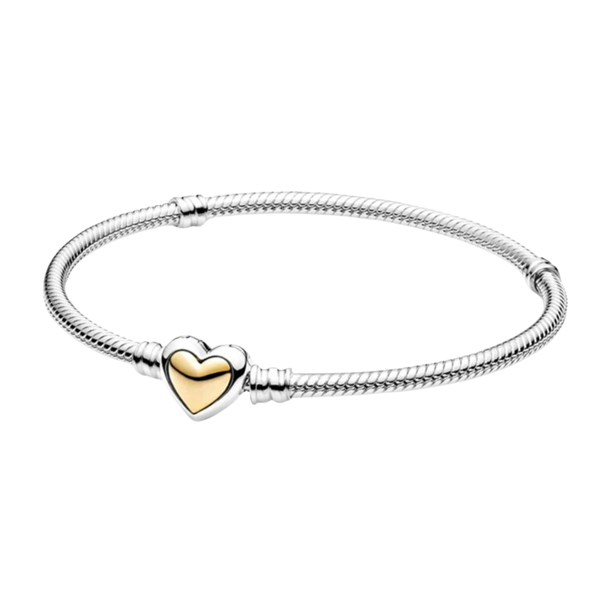 Pulsera Pandora de Eslabones Corazón de Color Oro Abovedado - Bijuvera