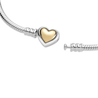Bracelet Pandora en maillons cœur en or bombé - Bijuvera