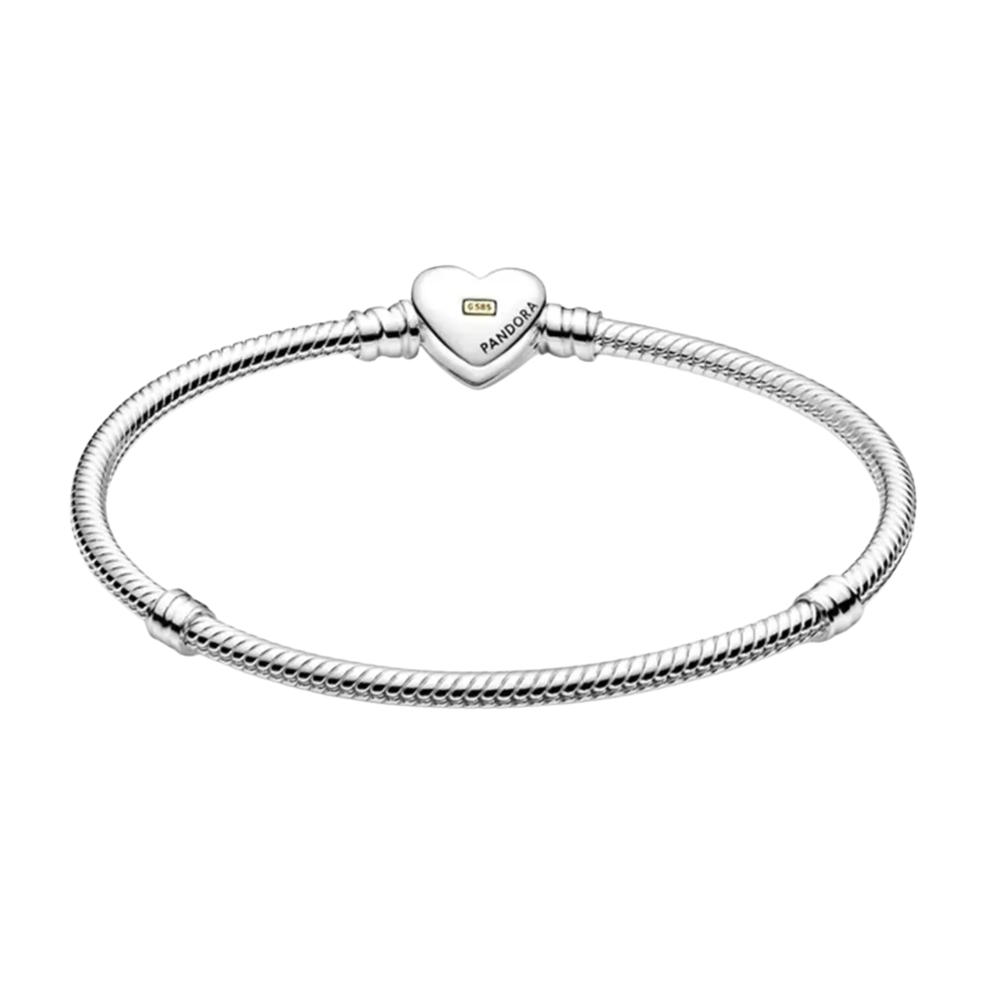Pulsera Pandora de Eslabones Corazón de Color Oro Abovedado - Bijuvera