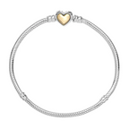 Bracelet Pandora en maillons cœur en or bombé - Bijuvera