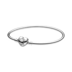 Pandora Moments Sterling Silver Bangle with Heart Clasp for Charms - Bijuvera