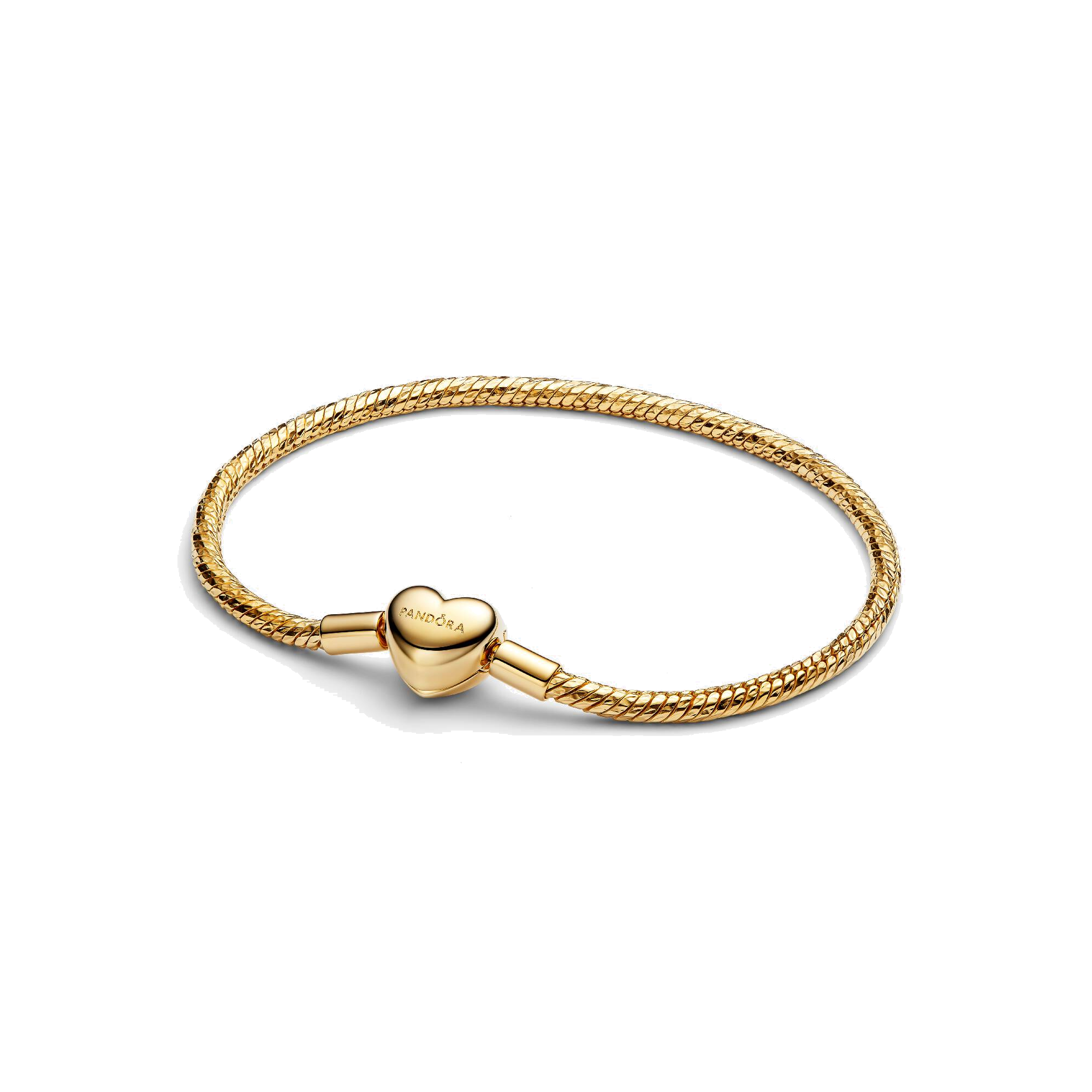 Pulsera Pandora de Cadena de Serpiente con Cierre Corazón Facetado Grabable - Bijuvera