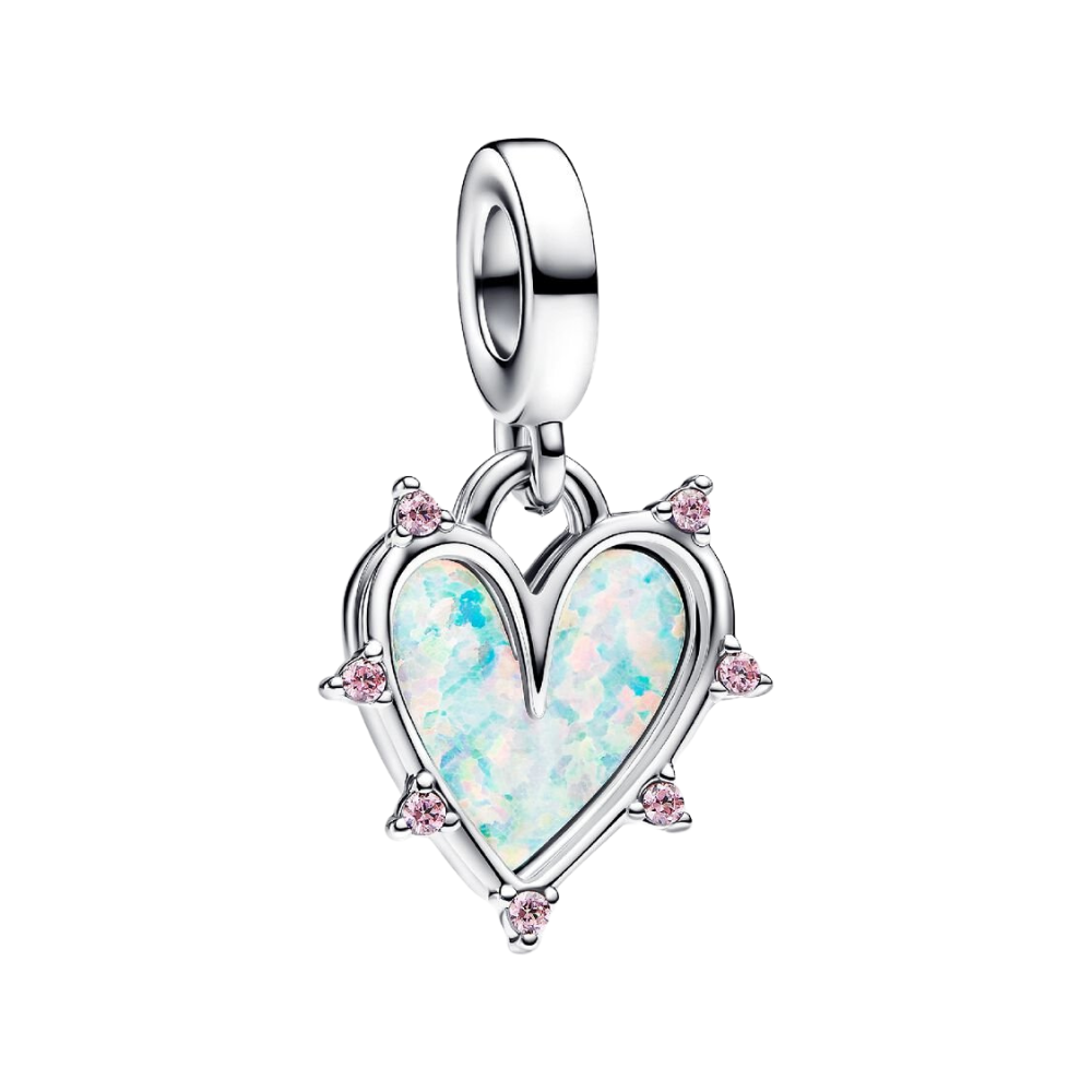 Charm Pandora Pendentif Double Amitié Opalescent en Argent Sterling