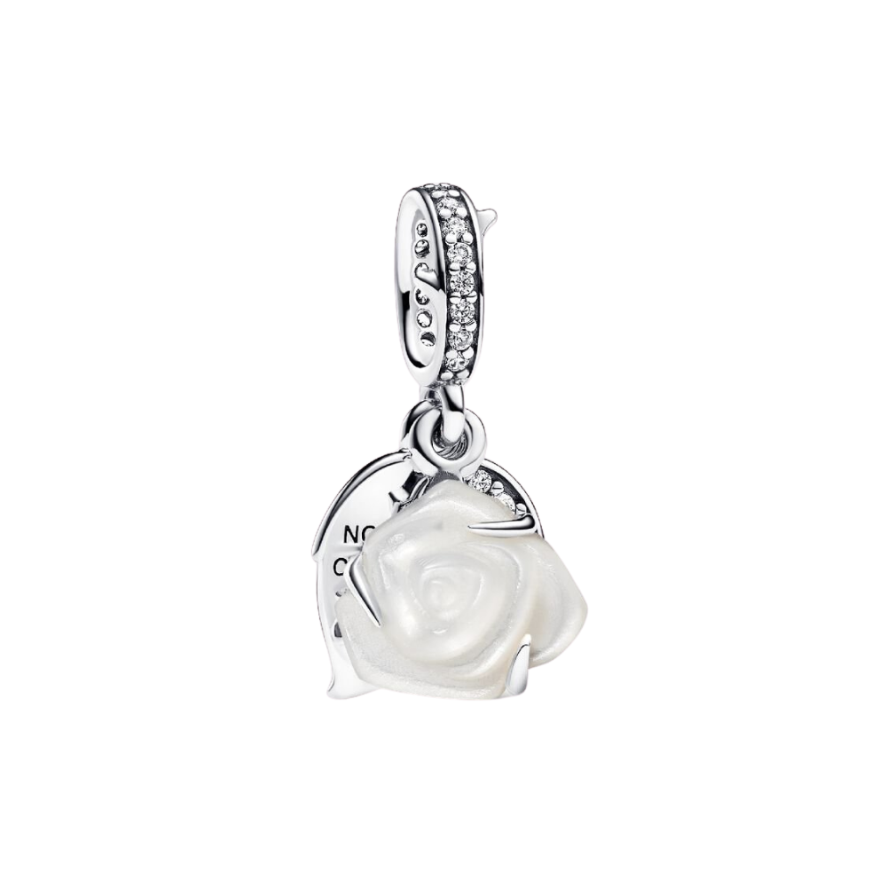 Dubbele Pandora Roze Witte Bloemige Hanger van Hoogwaardig Zilver