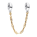 Chaîne de sécurité Pandora allongée en argent sterling 925 avec revêtement en couleur or
