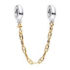 Chaîne de sécurité Pandora allongée en argent sterling 925 avec revêtement en couleur or