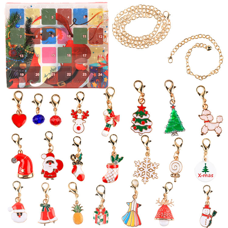 Calendario Adviento Joyas Charms con Mosquetón y Cadenas Doradas