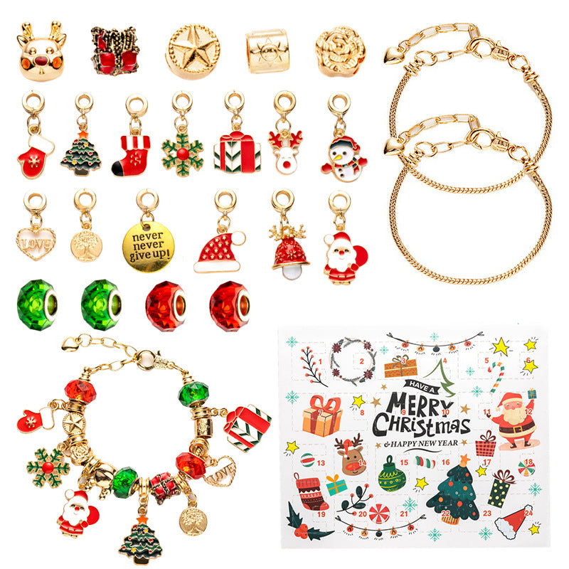 Calendario Adviento Joyas Dorado Navideño Esmaltado – Pulsera y Charms