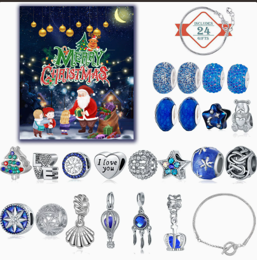 Calendario Adviento Joyas Merry Christmas Noche Azul – Pulsera y Charms