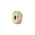 Charm Pandora van Clip Pavé Transparant – Gecoat in de kleur goud