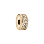Charm Pandora van Clip Pavé Transparant – Gecoat in de kleur goud