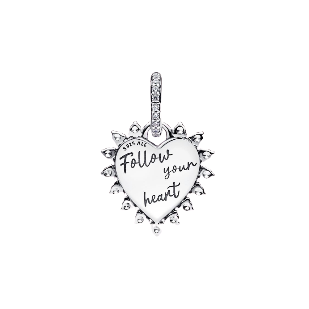 Charm Pandora Colgante Flecha y Corazón Giratorio – Plata de Primera Ley con Movimiento