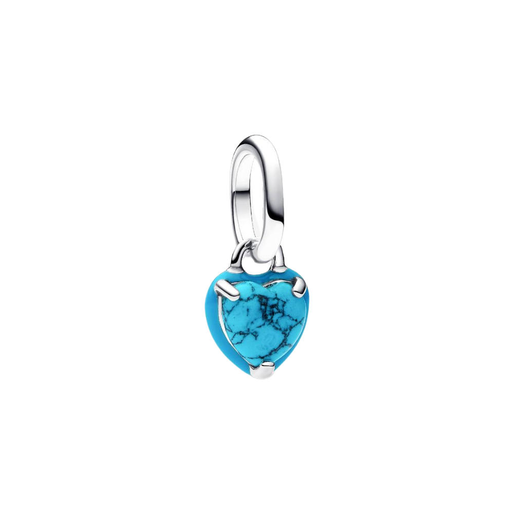 Charm Mini Hangertje Pandora Hart in Turquoise en 925 Zilver