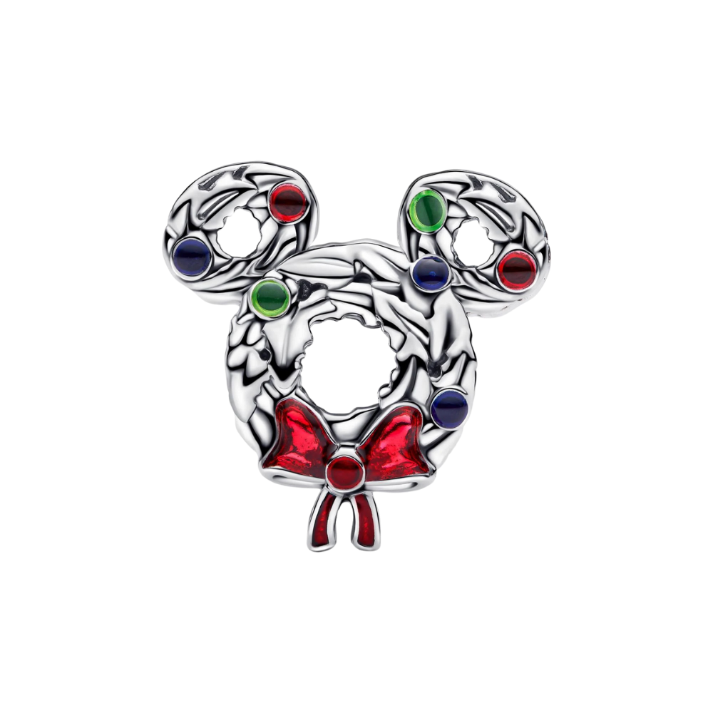 Charm Pandora Corona Navideña Mickey Mouse de Disney Plata de Ley 925