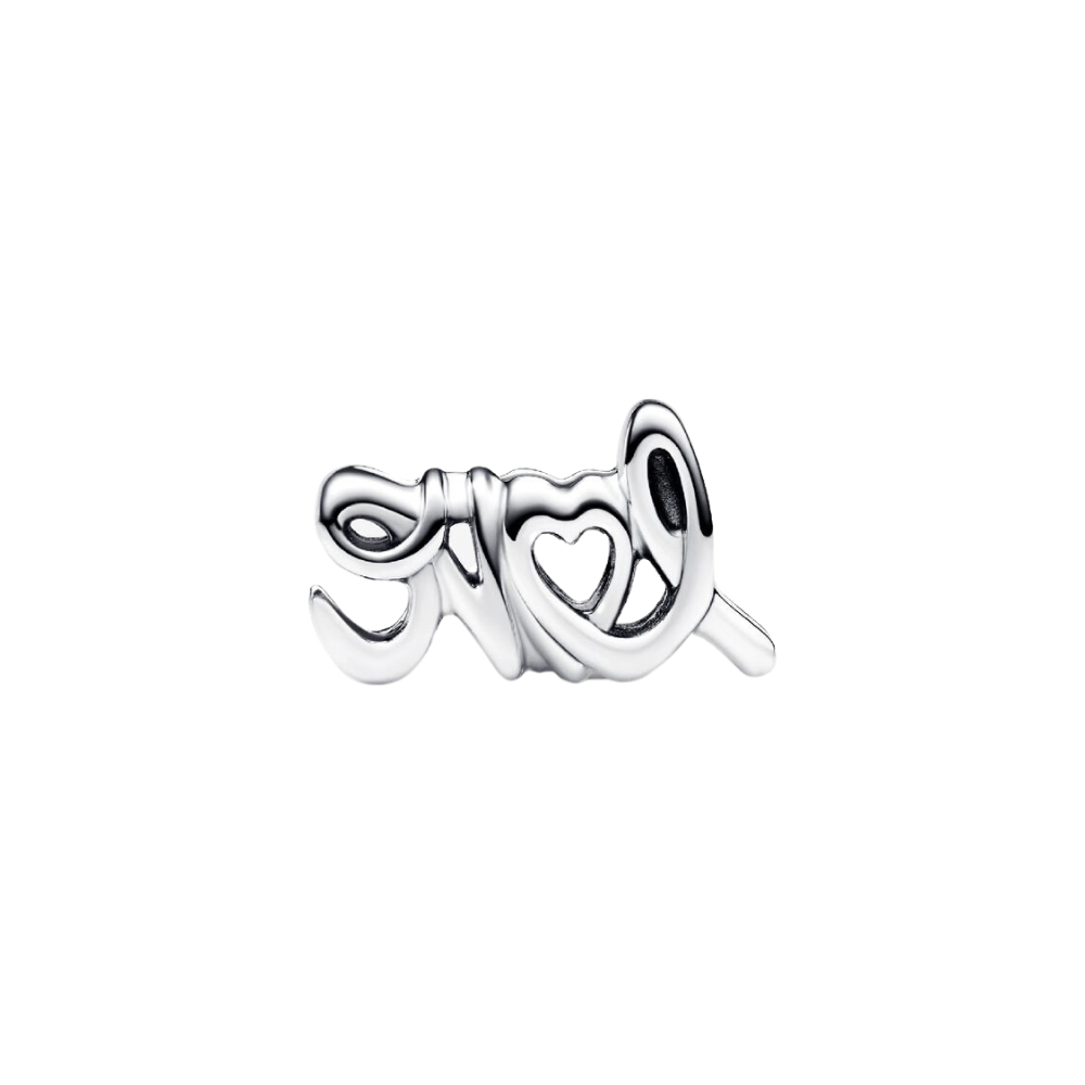 Charm Pandora Amor Manuscrito – Plata de Primera Ley con Detalles Grabados