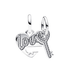 Pandora teilbarer Herz- und Schlüssel-Charm-Anhänger – Sterling-Silber 925