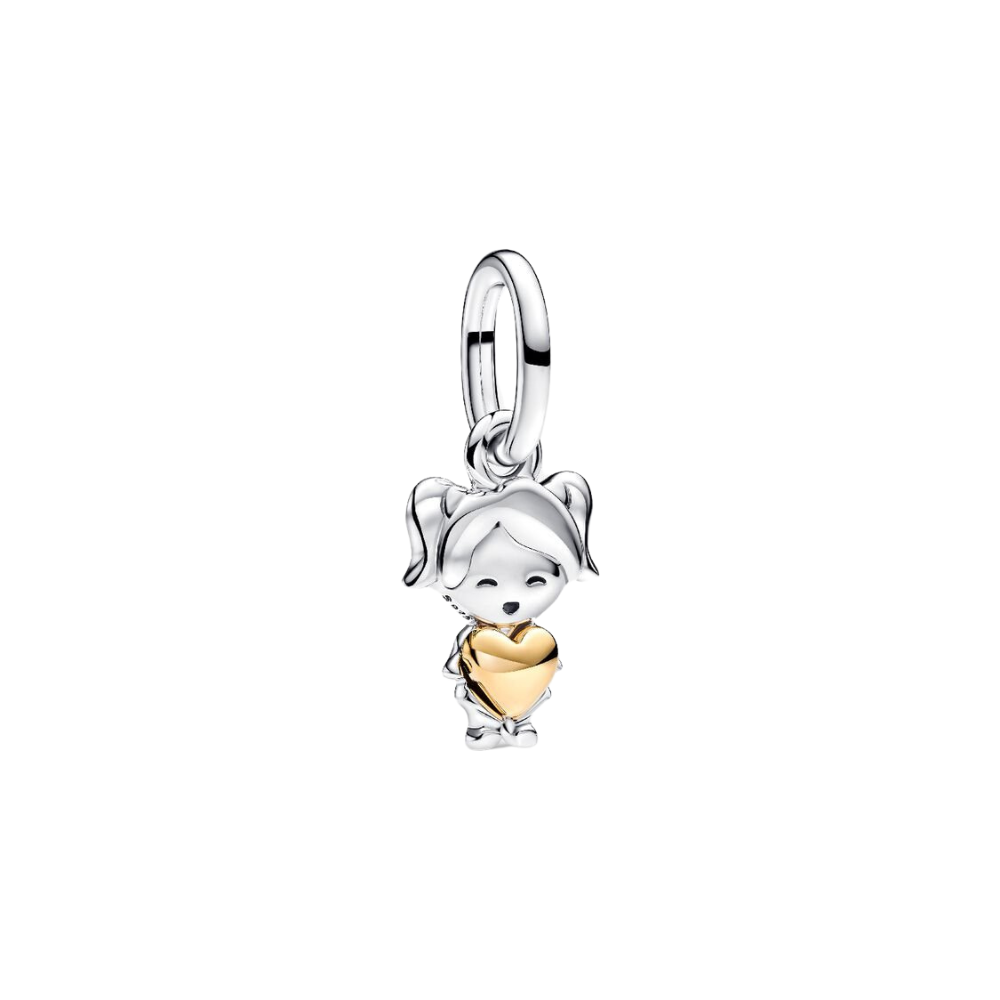 Pandora Happy Girl Charm-Anhänger aus 925er Sterlingsilber mit 14-Karat-Goldbeschichtung