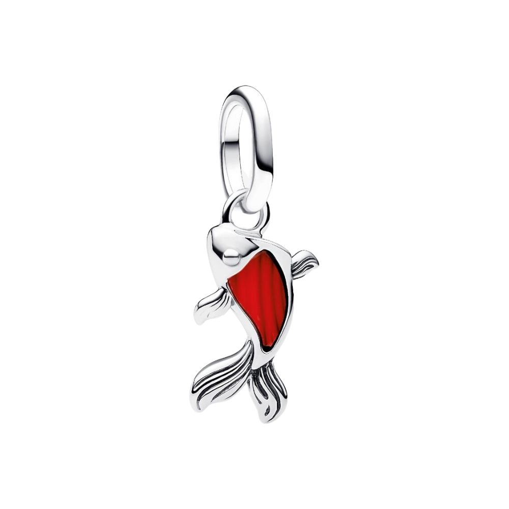 Charm Mini Colgante Pandora Pez Koi Rojo en Cristal de Murano y Plata de Primera Ley