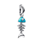 Pandora Hanger Charm Vissensteek in Turquoise en 925 Zilver