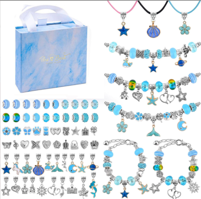 Set Regalo Joyas Azul Océano – Pulseras, Collares y Charms