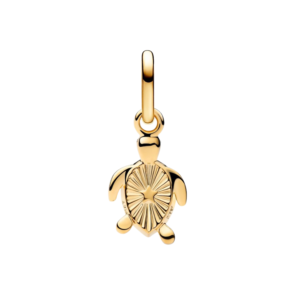 Charm Mini Colgante Pandora Tortuga Verde con Recubrimiento en Oro de 14k
